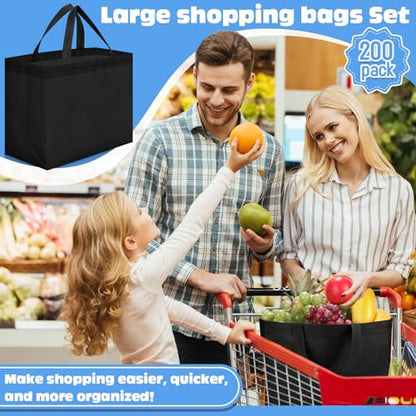 Windyun Reusable Grocery Bags Non Woven with Handles - color: Black