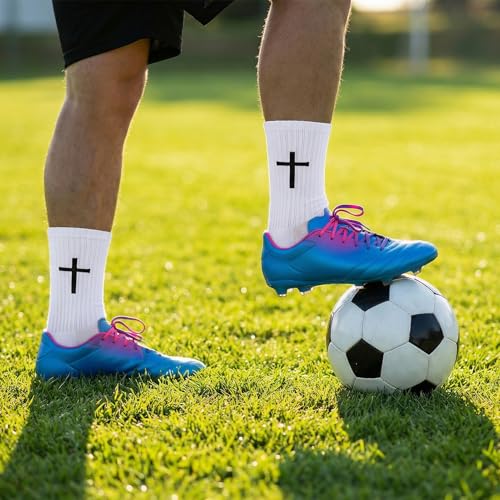 4/6 Pairs Christian Anti Slip Bible Verse Cross Print Socks - color: White 3:5