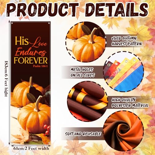 Hosuly 4 Pcs Church Banners for Sanctuary Wall Fall Harvest Banners with Scripture Bible Verses Banner Welcome Inspirational Religious Praise Hanging Signs for Church Decor, 2 x 6 Feet(Fall) - size: 2 x 6 Feet, style: Fall