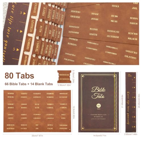 Leather Bible Tabs, Bible Tabs for Women and Men(Gold Foil Lettering) Large Print Stickers, Easy to Read and Apply, 66 Chapters & 14 Blank Labels for Easy Navigation, Bible Study Supplies(Brown) - style: Leather Brown