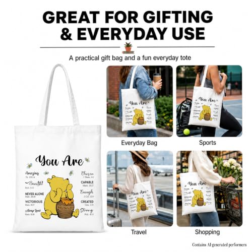 Cute Pooh Bear Aesthetic Reusable Tote Bag, Funny Gifts for Women Friends - color: You