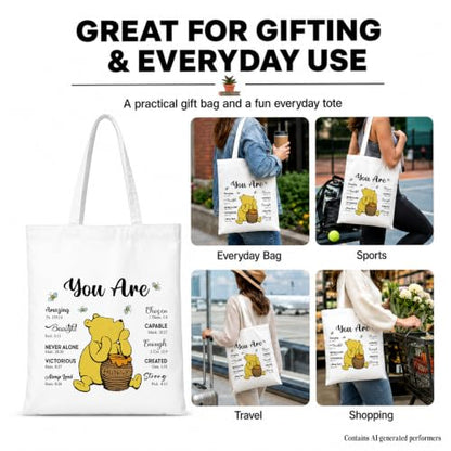 Cute Pooh Bear Aesthetic Reusable Tote Bag, Funny Gifts for Women Friends - color: You