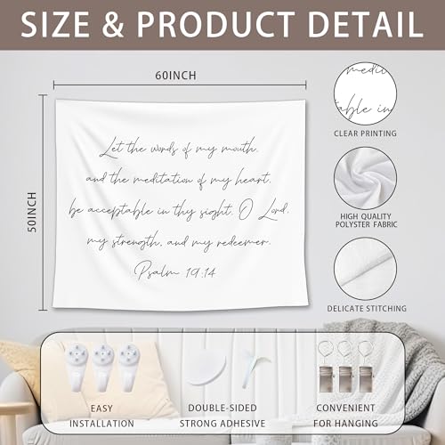 EGBTL Christian Tapestry, Bible Verse Wall Tapestry for Bedroom, Religious Scripture Modern Minimalist Tapestries Wall Hanging Decor for Home Church Office Living Room, 50x60 Inches