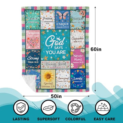 Christian Gifts for Women, Cute Birthday Gifts Blanket 60x50in - size: 60x50inches