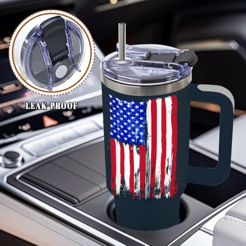 DUUV American USA Flag Tumbler 40oz, Insulated Blue 4th of July Cup Gifts - color: Truth Flag