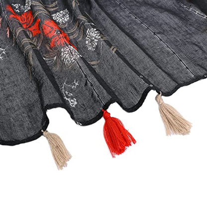 Yeieeo Boho Scarf for Women Lightweight Floral Printed Scarf Fall Winter Fashion Fringed Shawl - color: Floral 17