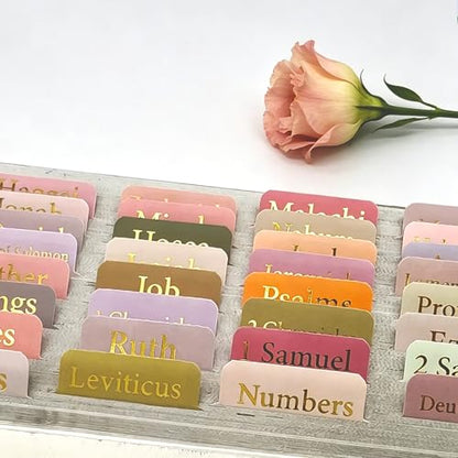 Vorscrin-Laminated Bible Tabs for Women and Men, Gold Foil Lettering Design, Reposition and Large Print Stickers, Bible Study Supplies, 75 Chapters Labels for Easy Navigation (Boho) - color: Boho