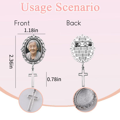Wedding Double Picture Frame Brooch for Bride Grooms Boutonniece Pin for Wedding Bouquet - color: Color L