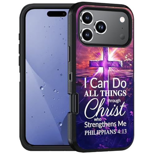 Case for iPhone 18 Pro Max / 17 Pro Max, Cross Philippians 4-13 - color: Cross Quote Bible Verses Philippians 4-13, size: iPhone 18 Pro Max / 17 Pro Max