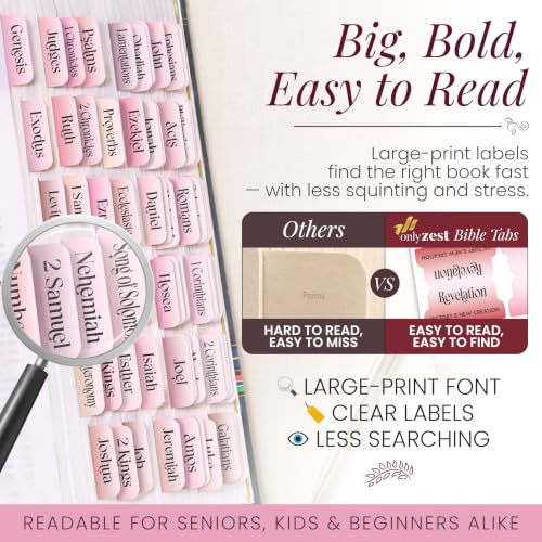 90 Christian Bible Tabs for Women, Men, and Kids - Pink Gradient - color: Pink Gradient