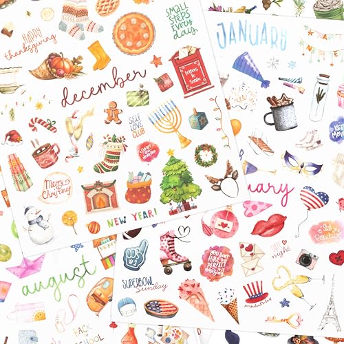 Aesthetic Monthly Planner Stickers - Holiday Sticker Set for Your Calendar