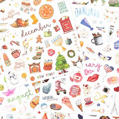 Aesthetic Monthly Planner Stickers - Holiday Sticker Set for Your Calendar