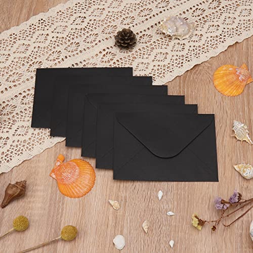 100 Pack Black 4x6 Envelopes, Contour Flap A4 Envelopes for Engagement Invites, Weddings Invitation, announcements, Baby shower, Perfect for RSVP Card 120gsm, 4.5 x 6.4 Inches - 100% Recycled - color: Black-100