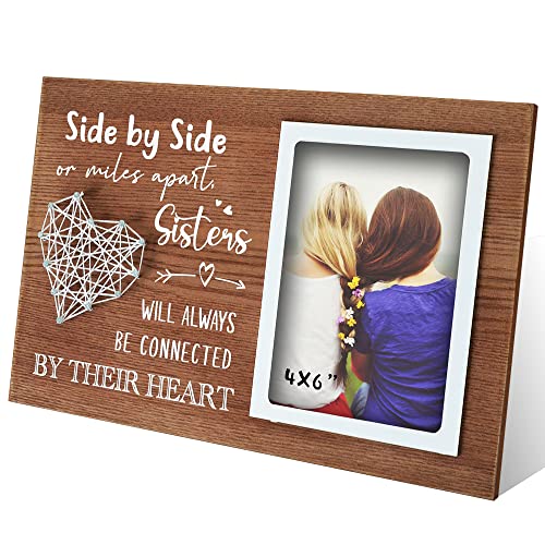 Wooden Long Distance Relationship Sister 3D Picture Frame 4x6 Inches - color: walnut sister