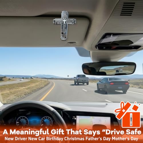 Christian Visor Clip Cross for Car, Drive Safe Religious Accessories, Black - color: Black