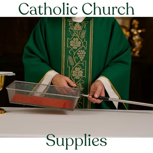 Silver Tone Offering Basket with Telescoping Handle, Stainless Steel and Felt Materials, Catholic Church Supplies, 35" to 66" Extension
