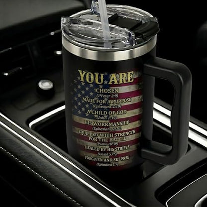 Christian Gifts for Men, Religious Gifts for Mens, Man of God Gifts, Christian Gifts for Husband, Dad, Grandpa, Fathers Day, Birthday, Christmas, 40 Oz Tumbler with Handle Lid Insulated - color: Christian Men
