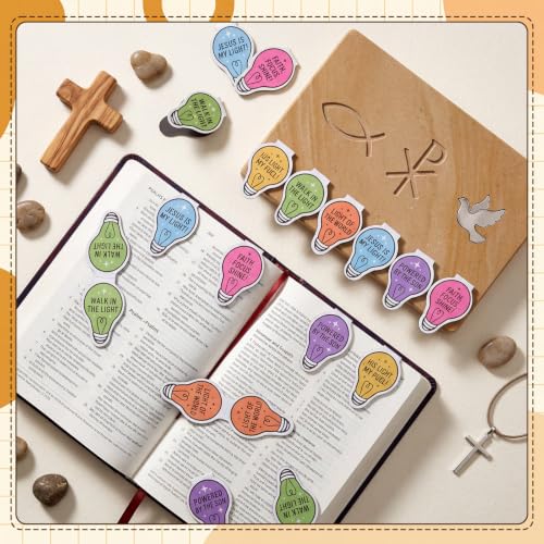 Eaasty 60 Pcs Vbs Light Bulb Magnetic Bookmarks for Illumination Themed - style: Pastel Bulb