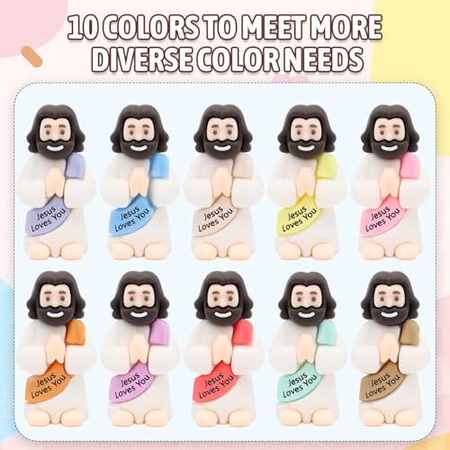 Yelakey 300pcs Jesus Loves You Figures, Praying Jesus Figures for Easter - size: 300pcs Macaron Little Jesus