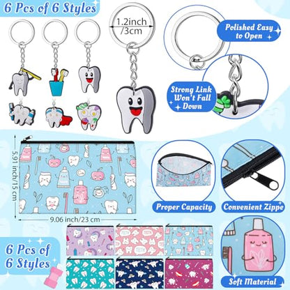 Funnymoom 24 Pcs Back to School Dental Assistant Gifts Set 24 oz Teeth Plastic Tumbler Cup with Lid Straw Tooth Cosmetic Bag Novelty Teeth Sock Tooth Keychain Dentist Hygienist Accessories for Women - style: Dental Hygiene