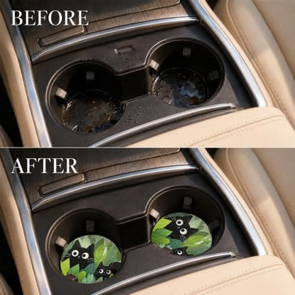 Car Coasters for Cup Holders, Black Cat Car Coasters Set of 2, B12 - color: Black Cat