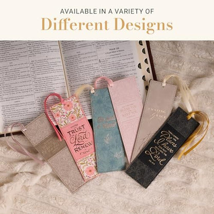 Christian Art Gifts Premium Faux Leather Bookmark: I Know the Plans - color: Blac & Charcoal Floral/Know the Plans