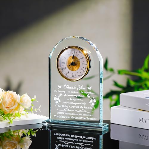 Thank You Gifts for Women Men - Crystal Clock Decor Engraved Presents for Teacher Doctor Nurse Boss Coworker - Inspirational Appreciation Gift for Female Male Leader Best Friends Grateful Keepsake - color: Thank You-journey-clock