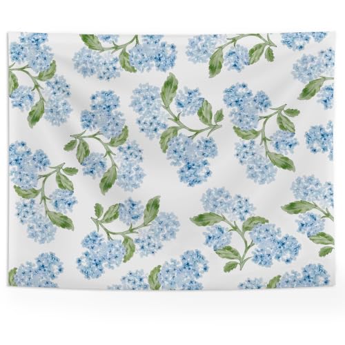 SAFDSGFDB Grandmillennial Blue Hydrangea Floral Tapestry Wall Hanging, Cottagecore Blue and Green Botanical Flower Wall Blanket for Girls Room Dorm Apartment Decor, 50x60 Inch - color: Blue flower