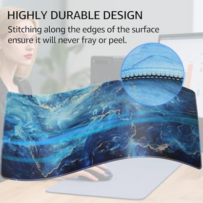 KTRIO Large Gaming Mouse Pad, Desk Mat, 31.5 x 15.7 in, Blue Marble, XXL - color: Blue Marble, size: 31.5l X 15.7w Inches