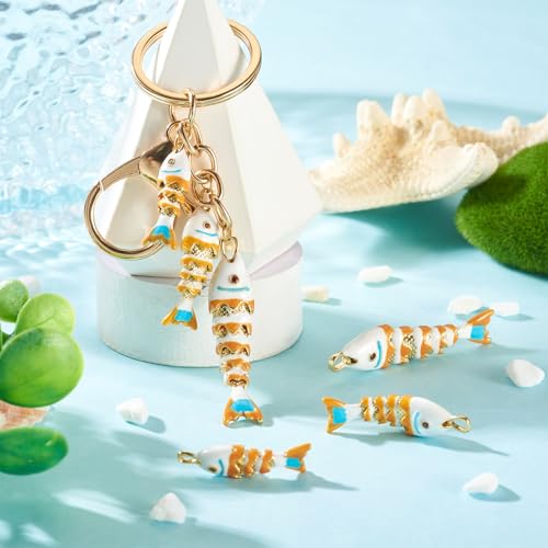 Craftdady Enamel Koi Fish Charms Long-Lasting Plated CZ Sea Ocean Life Animals Pendants 18K Gold Plated Goldfish Charms for Jewelry Making Bracelets Earrings - color: White 3 Styles