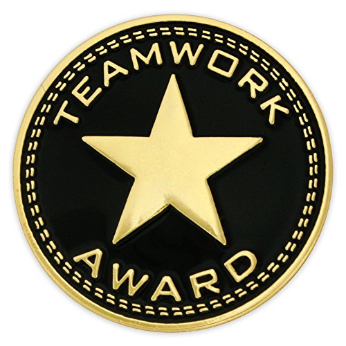 PinMart Teamwork Employee Recognition Award Enamel Lapel Pin - color: Black and Gold Teamwork Award, size: 10 Pack