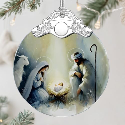 Nativity Scene Christmas Ornament - Religious Christmas Ornament - Christian Xmas Decor - Holy Family Ornaments - Christian Gifts - Religious Gifts - Gift Exchange - Gift Idea - color: Nativity Pattern E