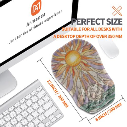 Ergonomic Slope Mouse Pad Wrist Support, Wrist Rest Mousepad for Carpal Tunnel Pain Relief with Massage Bulge and Slow Rebound Memory Foam (12x8 inch, Sun God) - color: AM045-Sun God