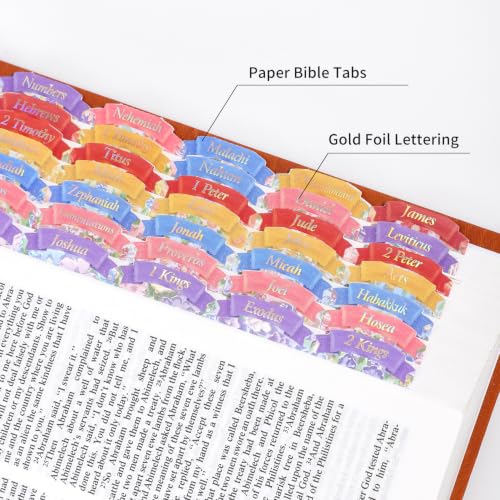 Bible Tabs for Women, 66 Large Print Laminated Bibles Chapters Index Tabs and 39 Blank Dividers Sticky Labels, Painted Flowers Bible Study Supplies, Journaling Accessories, Christian Gifts for Men - style: Painted Flowers