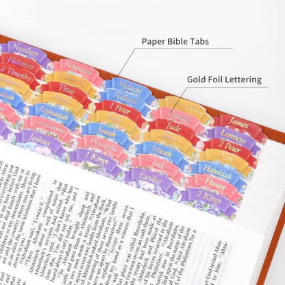 Bible Tabs for Women, 66 Large Print Laminated Bibles Chapters Index Tabs and 39 Blank Dividers Sticky Labels, Painted Flowers Bible Study Supplies, Journaling Accessories, Christian Gifts for Men - style: Painted Flowers