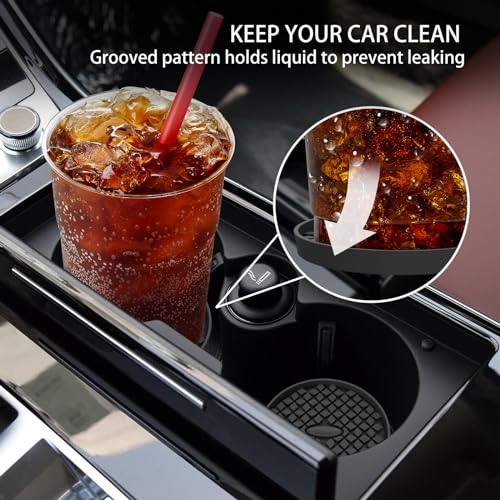 ME.FAN Car Cup Coasters [4 Pack] Silicone Car Coasters/Cup Mats, Non-Slip Recessed Car Interior Accessories Black - color: 4 Pack-black
