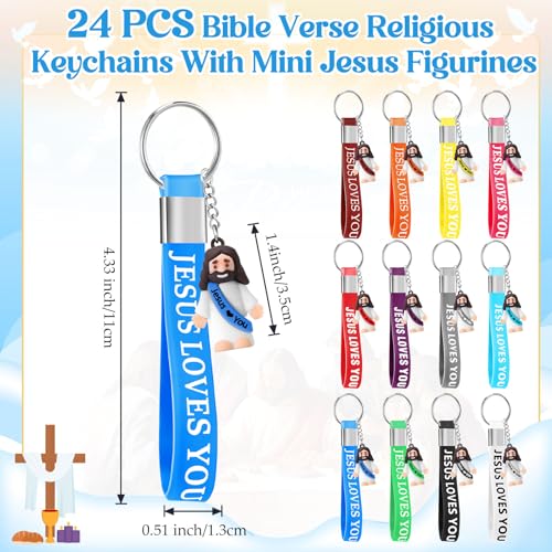 Bememo 24 Pcs Little Jesus Keychain Bulk - color: Multiple Color, style: Jesus Loves You Style