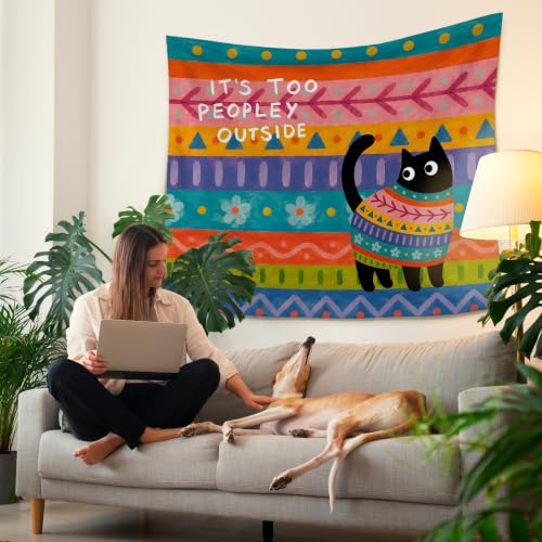 HUGANE Boho Black Cat Tapestry Wall Decor 50x60 Inch - color: colour-07