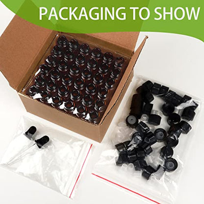 2ml Essential Oil Bottles 36Pcs Mini Oil Bottles with Transfer Droppers - color: Amber