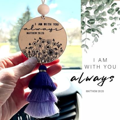 Christian Car Charm Cute Rear View Mirror Accessories for Women - color: Purple