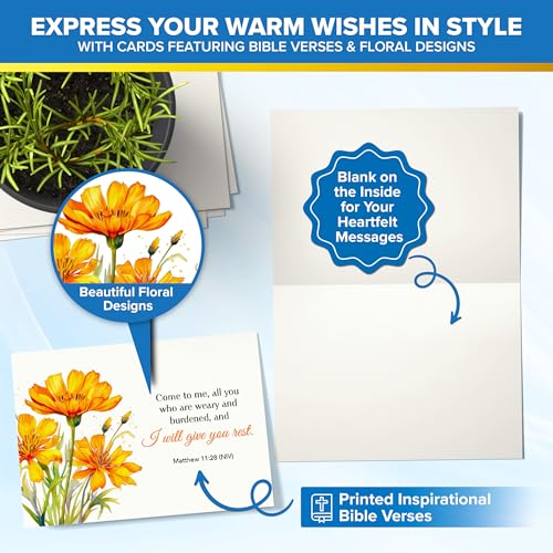 Decorably 60 Pack 6x4in Religious Floral Christian Blank Note Cards
