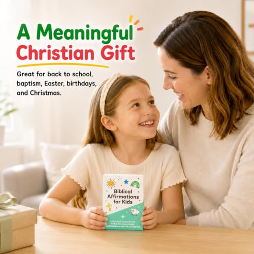 Biblical Affirmation Cards, 63 Scripture-Based Flash Cards Christian Encouragement & Positive Affirmations for Daily Faith, Back to School Gifts, Sunday School, VBS & Homeschool Supplies