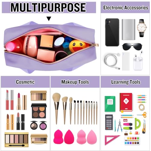 Chenille Letter Clear Makeup Bags Mama Tote, Preppy Patch Makeup Bag Zipper with Handle, Waterproof PVC & Nylon Portable Glitter Large Cosmetic Travel Toiletry Storage Bag for Women Girls(MAMA-Purple) - color: MAMA-Purple