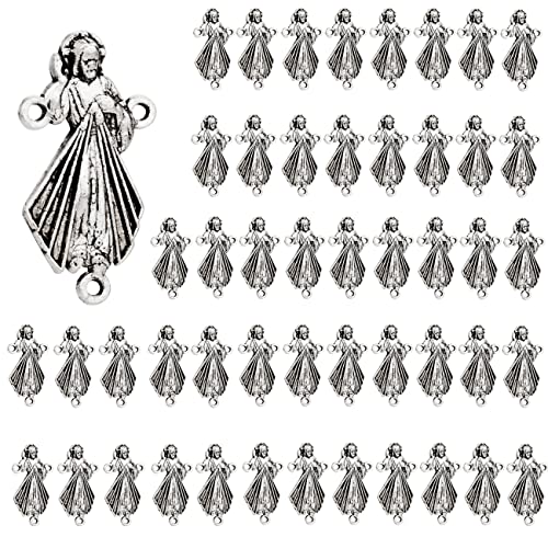 COTTVOTT St Benedict,Our Lady of Guadalupe Medal for DIY Jewelry Making,Virgin Mary Christ Jesus Rosary Center Connection Part - color: 50pcs-Jesus Medal