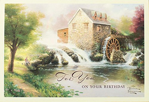 DaySring - God's Blessings on Your Birthday - Thomas Kinkade Painter of Light - 4 Design Assortment With Sciprutre - 12 Birthday Boxed Cards & Envelopes (86068)
