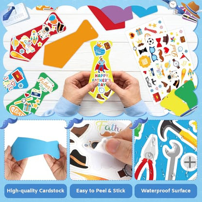 24Pcs Fathers Day Crafts for Kids, Make Your Own Tie DIY Necktie for Dad - style: Fathers Day Tie