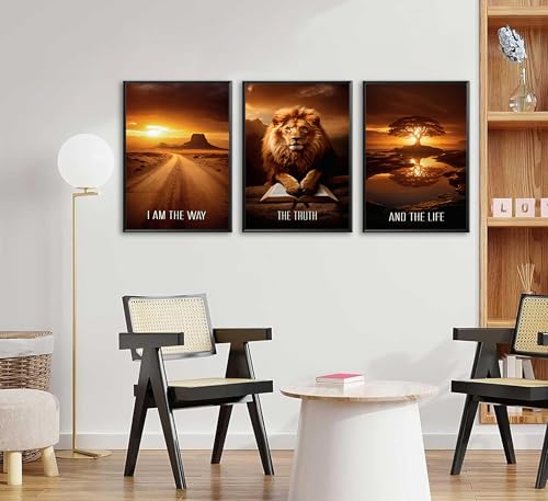 JWDXNOOK 3 Pcs Christian Faith Canvas Prints Wall Art 16x24 Inches Unframed - color: Yellowish brown, size: 16x24Unframed
