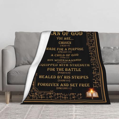 Christian Gifts Blanket 60"x50" Man of God Gift for Men - color: Christian