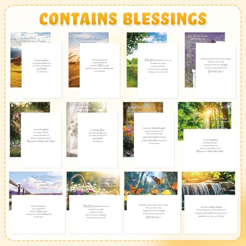 Motiskyy 72 Pack Religious Get Well Cards Bulk with Envelopes Stickers Christian Get Well Soon Greeting Cards with Scripture Encouragement Blessing 4.5 x 6.2 Inch (Bible Verse) - style: Bible Verse