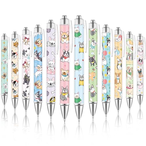 Dispowreath 12 Pcs French Bulldog Ballpoint Pens Gifts Retractable 1.0mm - style: French Bulldog